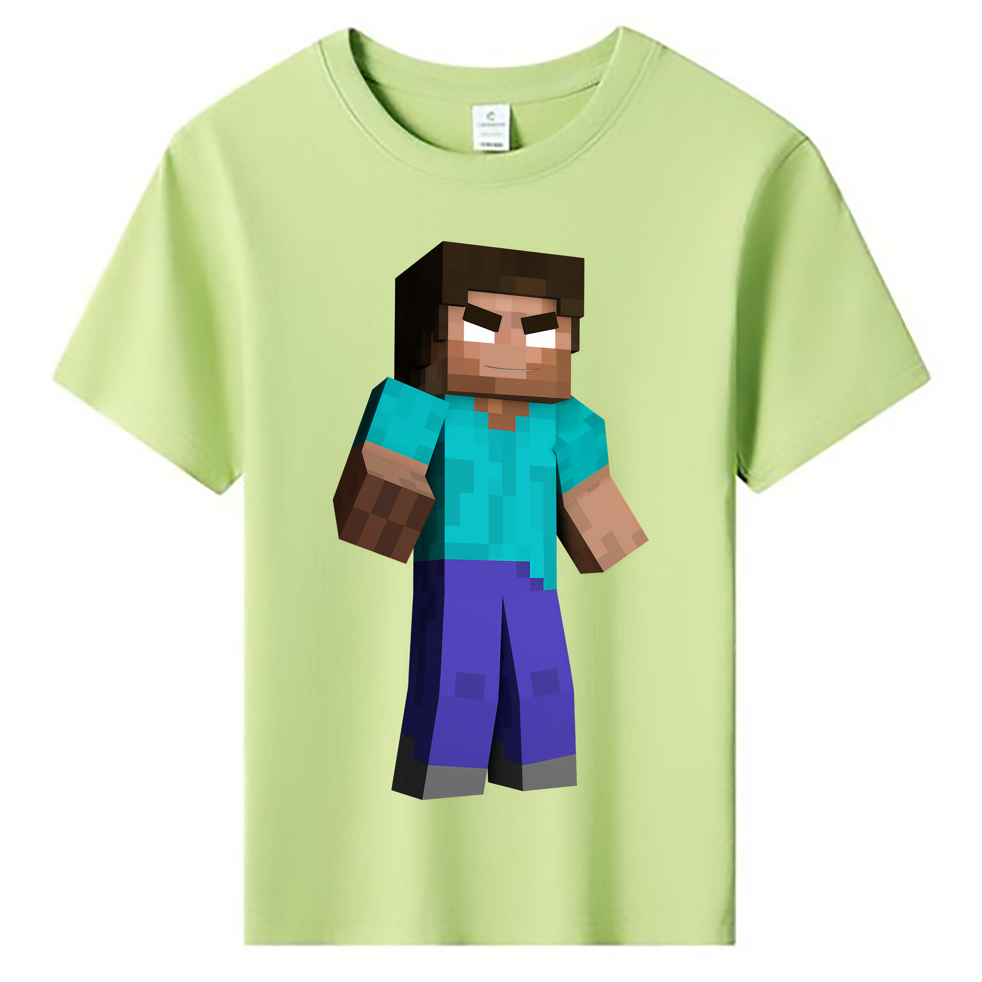 （画像用） マインクラフト ブロックの世界 Minecraft MC Block world 綿100％キッズTシャツ（フロントプリント）